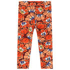 Younger Girls Ivory & Orange Boke Flower Leggings Set, 1, hi-res